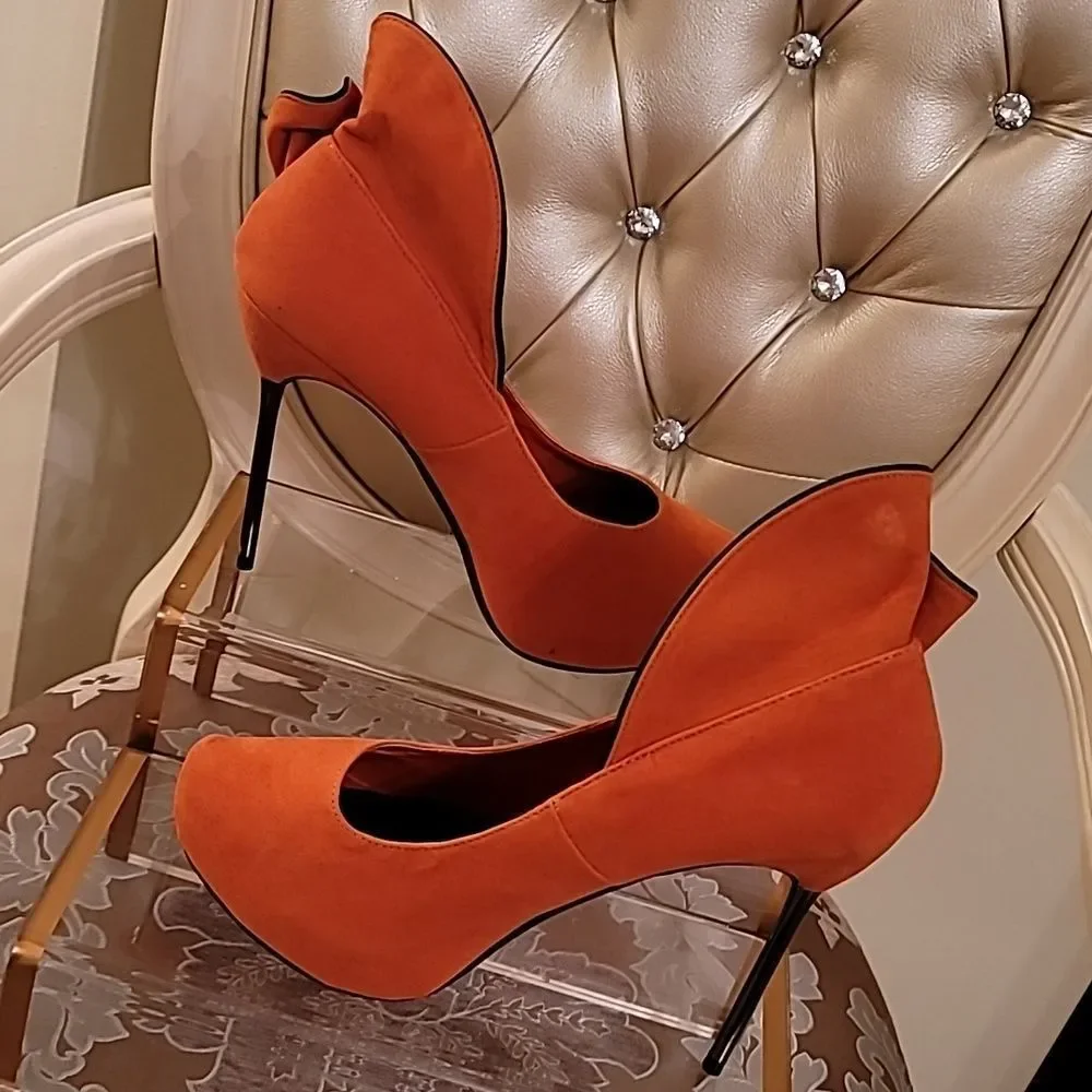 Bertinni Orange Suede Stilettos - Picture 3 of 16